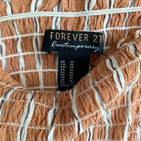 Forever 21 Burnt Orange Smocked Gingham Cropped Top-M - Picture 5 of 5